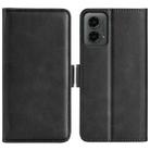 For Motorola Moto G 5G 2024 Dual-side Magnetic Buckle Horizontal Flip Leather Phone Case(Black) - 1