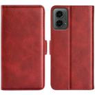 For Motorola Moto G 5G 2024 Dual-side Magnetic Buckle Horizontal Flip Leather Phone Case(Red) - 1