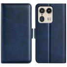 For Motorola Edge 50 Ultra Dual-side Magnetic Buckle Horizontal Flip Leather Phone Case(Dark Blue) - 1