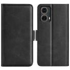 For Motorola Moto G85 5G Dual-side Magnetic Buckle Horizontal Flip Leather Phone Case(Black) - 1