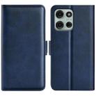 For Motorola Moto G75 5G Dual-side Magnetic Buckle Horizontal Flip Leather Phone Case(Dark Blue) - 1