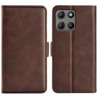For Motorola Moto G15 Dual-side Magnetic Buckle Horizontal Flip Leather Phone Case(Brown) - 1