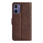 For Motorola Moto E15 Dual-side Magnetic Buckle Horizontal Flip Leather Phone Case(Brown) - 3