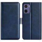 For Motorola Moto E15 Dual-side Magnetic Buckle Horizontal Flip Leather Phone Case(Dark Blue) - 1
