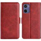 For Motorola Moto E15 Dual-side Magnetic Buckle Horizontal Flip Leather Phone Case(Red) - 1