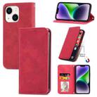 For iPhone 15 Retro Skin Feel Magnetic Flip Leather Phone Case(Red) - 1