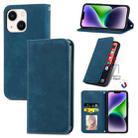 For iPhone 15 Retro Skin Feel Magnetic Flip Leather Phone Case(Blue) - 1