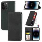 For iPhone 15 Pro Retro Skin Feel Magnetic Flip Leather Phone Case(Black) - 1