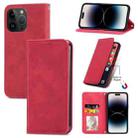 For iPhone 15 Pro Retro Skin Feel Magnetic Flip Leather Phone Case(Red) - 1