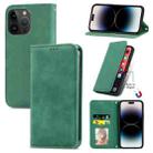 For iPhone 15 Pro Retro Skin Feel Magnetic Flip Leather Phone Case(Green) - 1