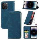 For iPhone 15 Pro Retro Skin Feel Magnetic Flip Leather Phone Case(Blue) - 1