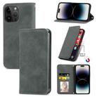 For iPhone 15 Pro Retro Skin Feel Magnetic Flip Leather Phone Case(Gray) - 1