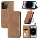 For iPhone 15 Pro Max Retro Skin Feel Magnetic Flip Leather Phone Case(Brown) - 1