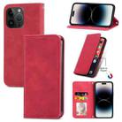 For iPhone 15 Pro Max Retro Skin Feel Magnetic Flip Leather Phone Case(Red) - 1