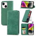 For  iPhone 14 Plus Retro Skin Feel Magnetic Flip Leather Phone Case(Green) - 1