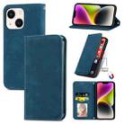 For  iPhone 14 Plus Retro Skin Feel Magnetic Flip Leather Phone Case(Blue) - 1