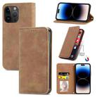 For iPhone 14 Pro Retro Skin Feel Magnetic Flip Leather Phone Case(Brown) - 1