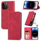 For iPhone 14 Pro Retro Skin Feel Magnetic Flip Leather Phone Case(Red) - 1