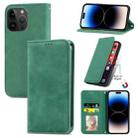 For iPhone 14 Pro Retro Skin Feel Magnetic Flip Leather Phone Case(Green) - 1