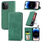 For iPhone 14 Pro Max Retro Skin Feel Magnetic Flip Leather Phone Case(Green) - 1