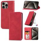 For iPhone 16 Pro Max Retro Skin Feel Magnetic Flip Leather Phone Case(Red) - 1