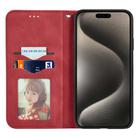 For iPhone 16 Pro Max Retro Skin Feel Magnetic Flip Leather Phone Case(Red) - 3