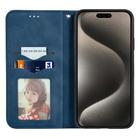 For iPhone 16 Pro Max Retro Skin Feel Magnetic Flip Leather Phone Case(Blue) - 3