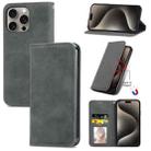 For iPhone 16 Pro Max Retro Skin Feel Magnetic Flip Leather Phone Case(Gray) - 1