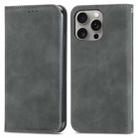 For iPhone 16 Pro Max Retro Skin Feel Magnetic Flip Leather Phone Case(Gray) - 2