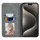 For iPhone 16 Pro Max Retro Skin Feel Magnetic Flip Leather Phone Case(Gray) - 3