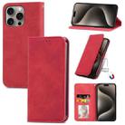 For iPhone 16 Pro Retro Skin Feel Magnetic Flip Leather Phone Case(Red) - 1