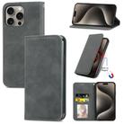 For iPhone 16 Pro Retro Skin Feel Magnetic Flip Leather Phone Case(Gray) - 1