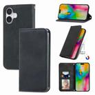 For iPhone 16 Plus Retro Skin Feel Magnetic Flip Leather Phone Case(Black) - 1