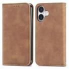 For iPhone 16 Plus Retro Skin Feel Magnetic Flip Leather Phone Case(Brown) - 2