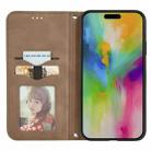 For iPhone 16 Plus Retro Skin Feel Magnetic Flip Leather Phone Case(Brown) - 3