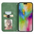 For iPhone 16 Plus Retro Skin Feel Magnetic Flip Leather Phone Case(Green) - 3