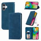 For iPhone 16 Plus Retro Skin Feel Magnetic Flip Leather Phone Case(Blue) - 1