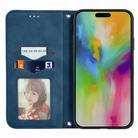 For iPhone 16 Plus Retro Skin Feel Magnetic Flip Leather Phone Case(Blue) - 3