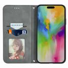 For iPhone 16 Plus Retro Skin Feel Magnetic Flip Leather Phone Case(Gray) - 3