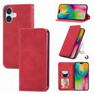 For iPhone 16 Retro Skin Feel Magnetic Flip Leather Phone Case(Red) - 1