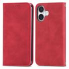 For iPhone 16 Retro Skin Feel Magnetic Flip Leather Phone Case(Red) - 2