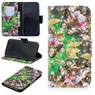 For iPhone XR 3D Colored Drawing Pattern Horizontal Flip Leather Case with Holder & Card Slots & Wallet(Green Butterfly) - 1