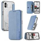 For  Nothing Phone 2 Carbon Fiber Texture Holder Wallet Leather Phone Case(Blue) - 1