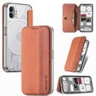 For  Nothing Phone 2 Carbon Fiber Texture Holder Wallet Leather Phone Case(Orange) - 1