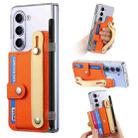 For Samsung Galaxy Z Fold5 Kor Version Multi-functional Wristband Card Wallet Transparent Phone Case(Orange) - 1