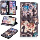 For iPhone X / XS 3D Colored Drawing Pattern Horizontal Flip Leather Case with Holder & Card Slots & Wallet(Two Elephants) - 1
