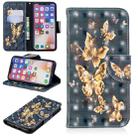 For iPhone X / XS 3D Colored Drawing Pattern Horizontal Flip Leather Case with Holder & Card Slots & Wallet(Black Background Butterfly) - 1