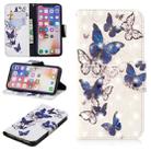 For iPhone X / XS 3D Colored Drawing Pattern Horizontal Flip Leather Case with Holder & Card Slots & Wallet(Butterflies) - 1