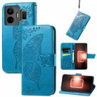 For Realme GT Neo 5 Butterfly Flower Embossed Horizontal Flip Leather Case(Blue) - 1