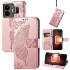 For Realme GT Neo 5 Butterfly Flower Embossed Horizontal Flip Leather Case(Rose Gold) - 1